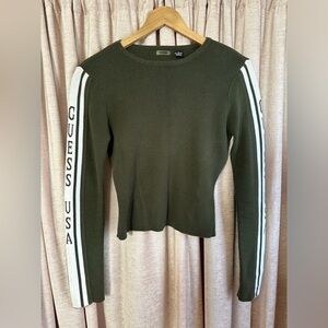 Rare Vintage Green Guess Cropped Sweater 90s - M